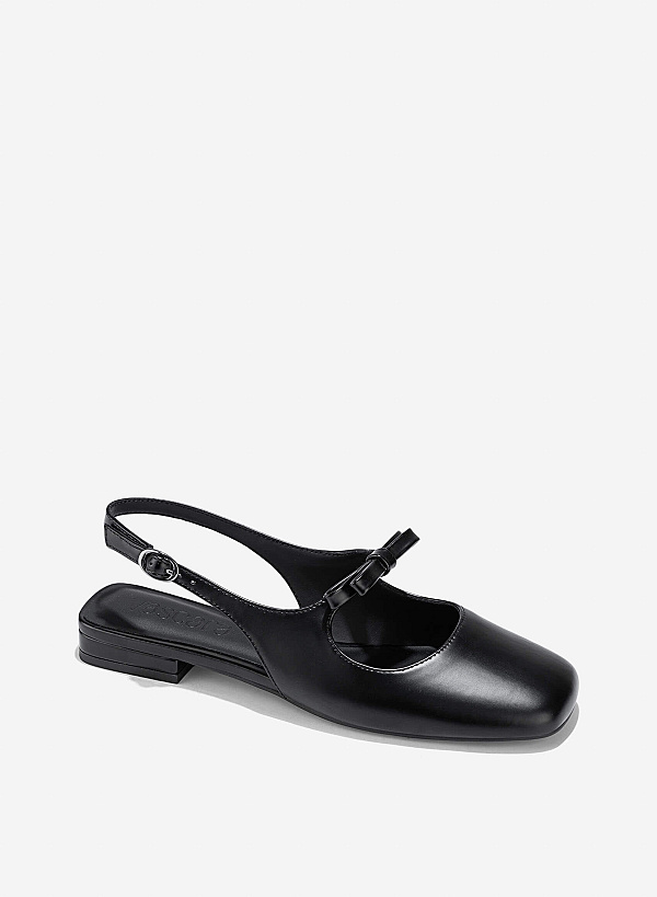 Bow Tie Strap Slingbacks - HIG 0669 - Black - VASCARA