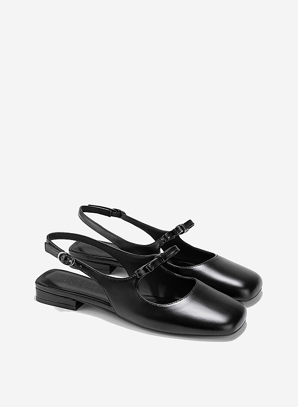Bow Tie Strap Slingbacks - HIG 0669 - Black - VASCARA