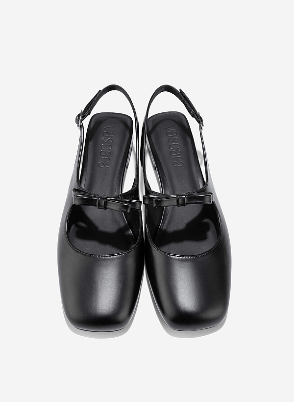 Bow Tie Strap Slingbacks - HIG 0669 - Black - VASCARA