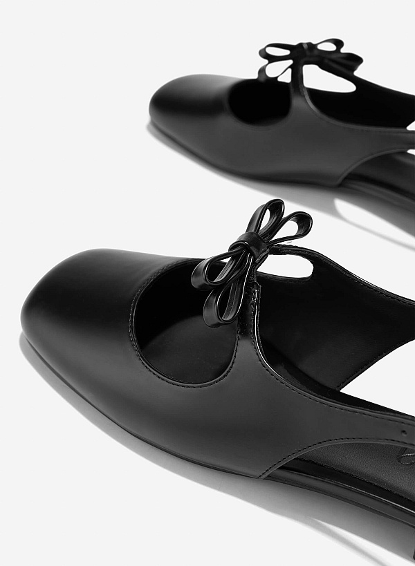 Bow Tie Strap Slingbacks - HIG 0669 - Black - VASCARA