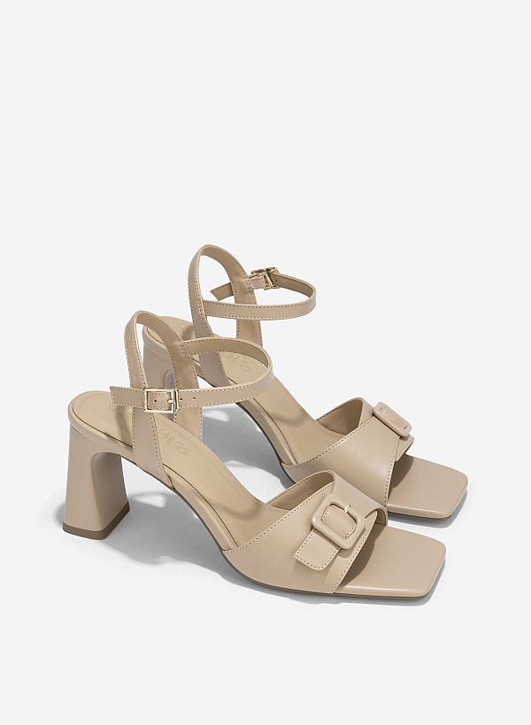 Buckle Basic Sandals - PUM 0799 - Beige - VASCARA