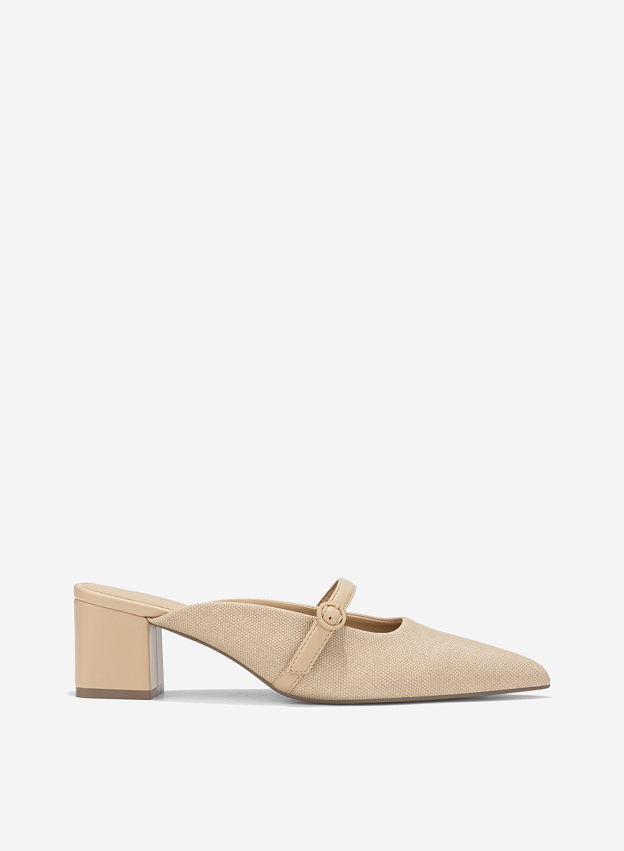 Buckle Mules - MUL 0217 - Beige - vascara.com