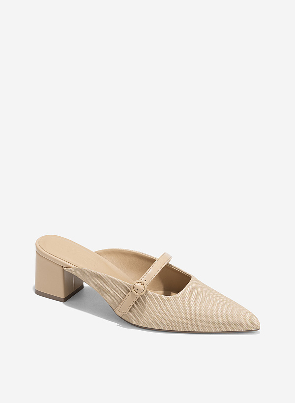 Buckle Mules - MUL 0217 - Beige - VASCARA