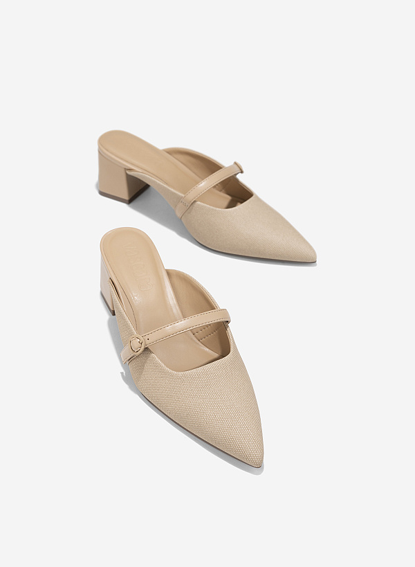 Buckle Mules - MUL 0217 - Beige - VASCARA