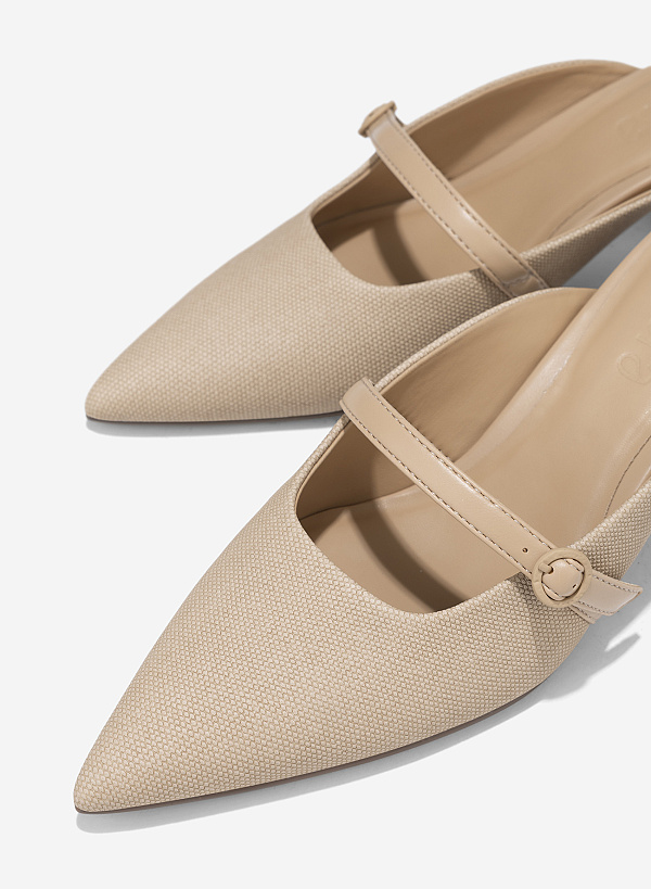 Buckle Mules - MUL 0217 - Beige - VASCARA