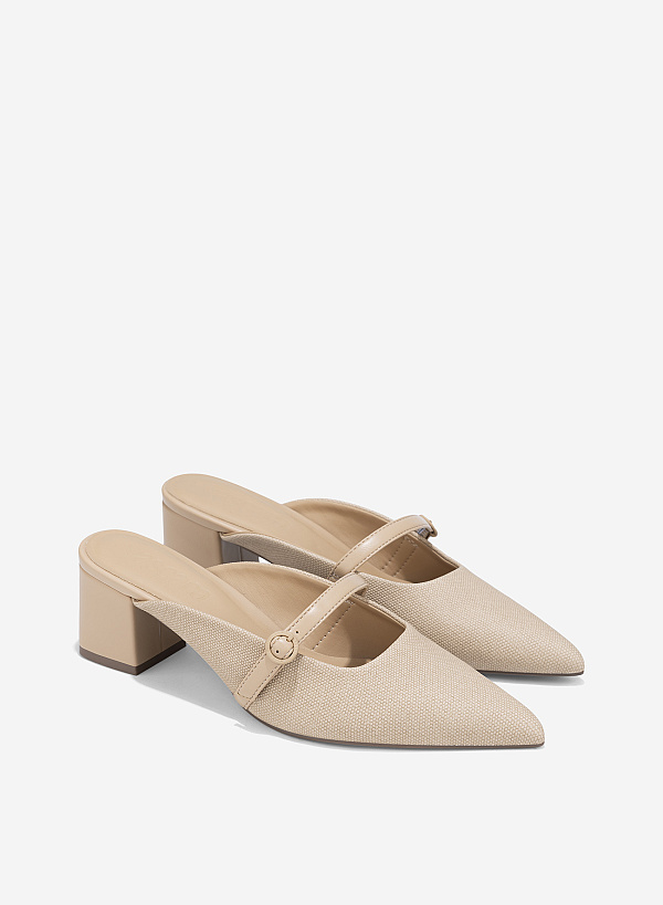 Buckle Mules - MUL 0217 - Beige - VASCARA