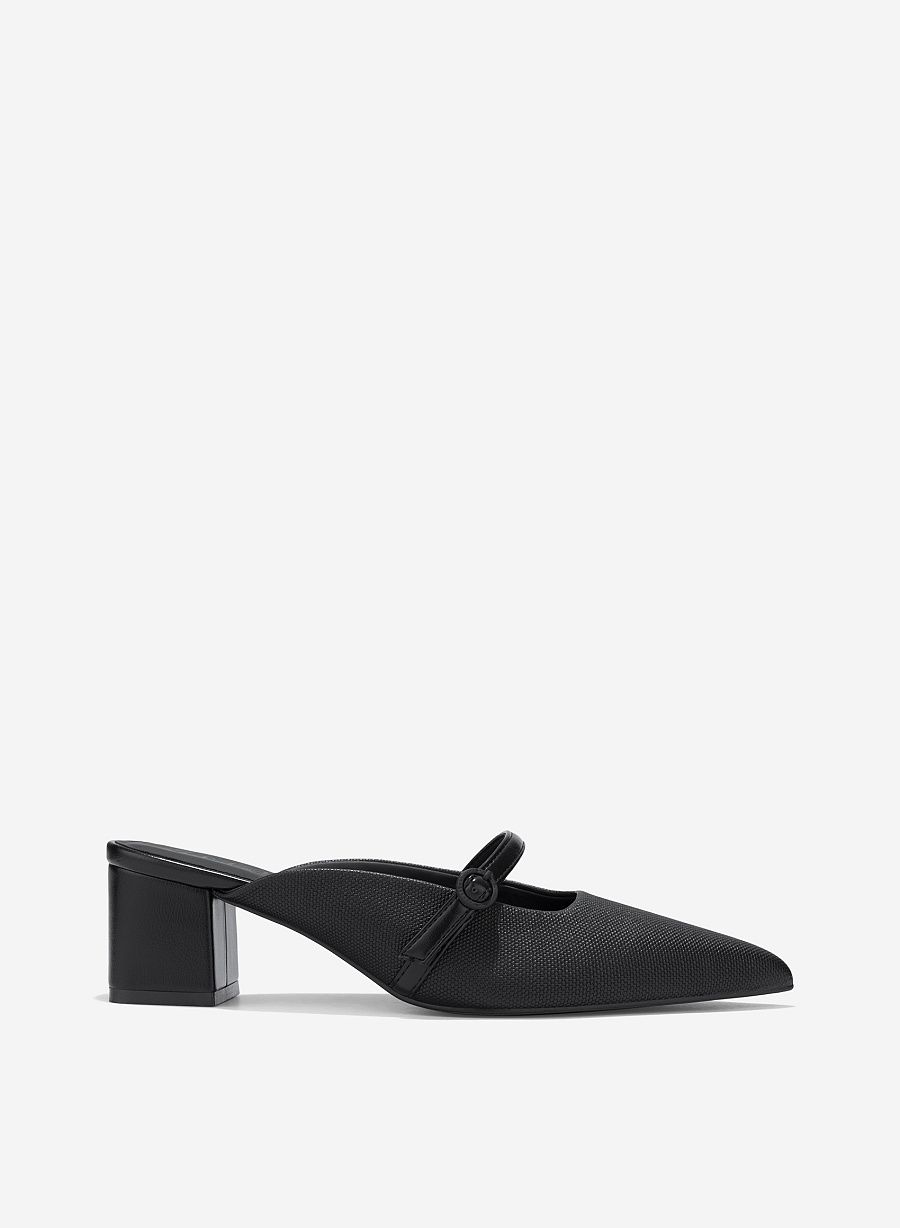 Buckle Mules - MUL 0217 - Black - vascara.com