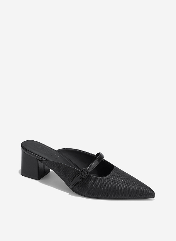 Buckle Mules - MUL 0217 - Black - VASCARA