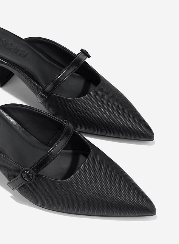 Buckle Mules - MUL 0217 - Black - VASCARA