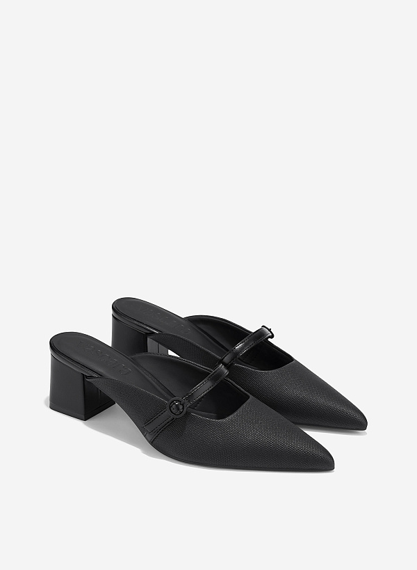 Buckle Mules - MUL 0217 - Black - VASCARA