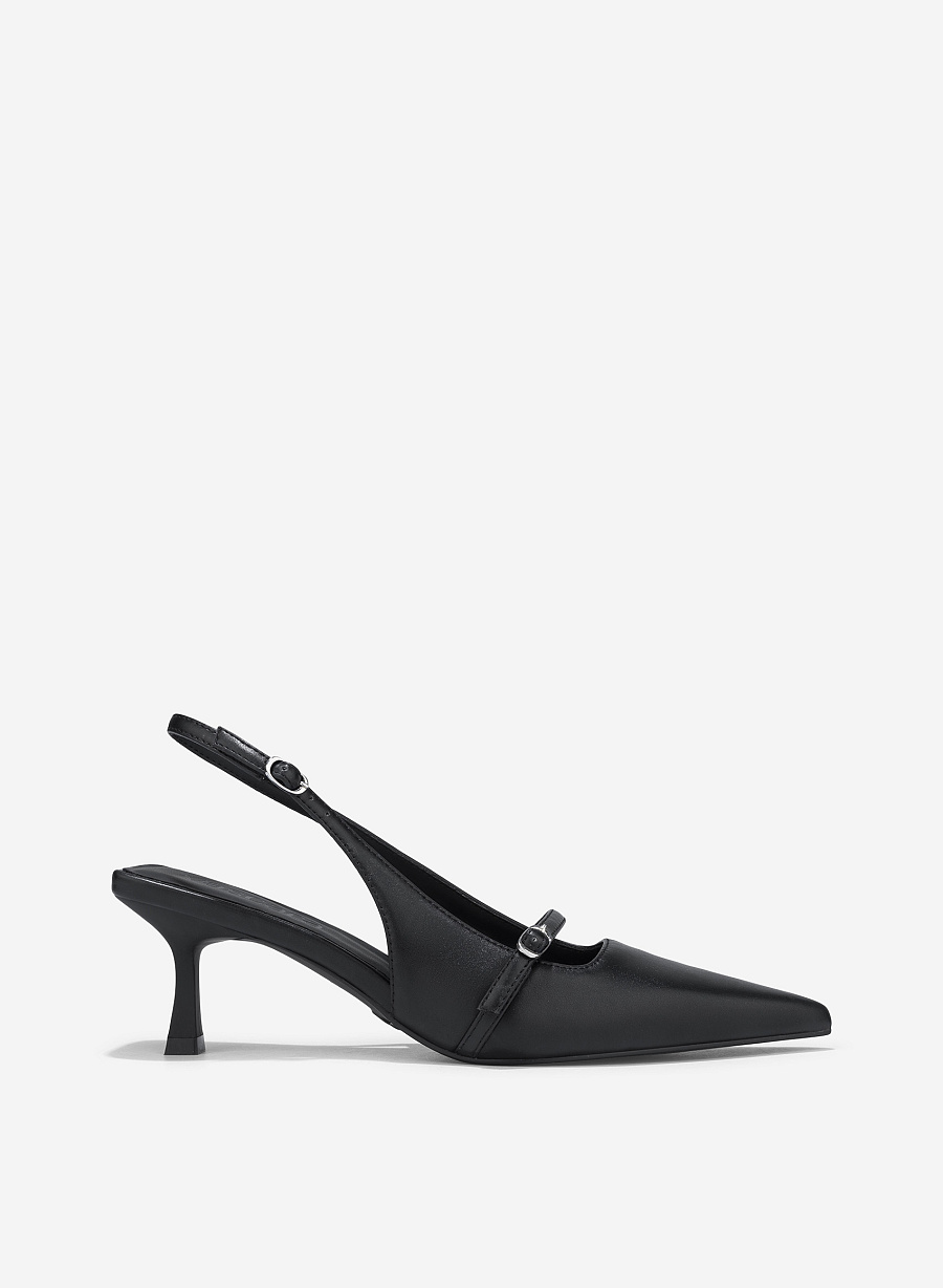 Buckle Strap Slingback - HIG 0702 - Black - vascara.com