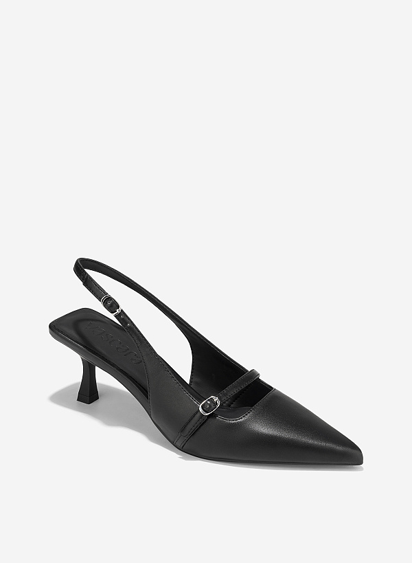 Buckle Strap Slingback - HIG 0702 - Black - VASCARA