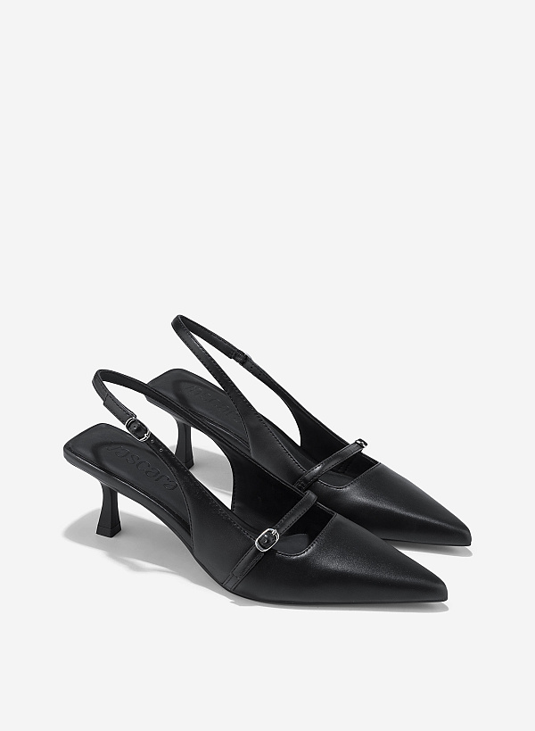 Buckle Strap Slingback - HIG 0702 - Black - VASCARA