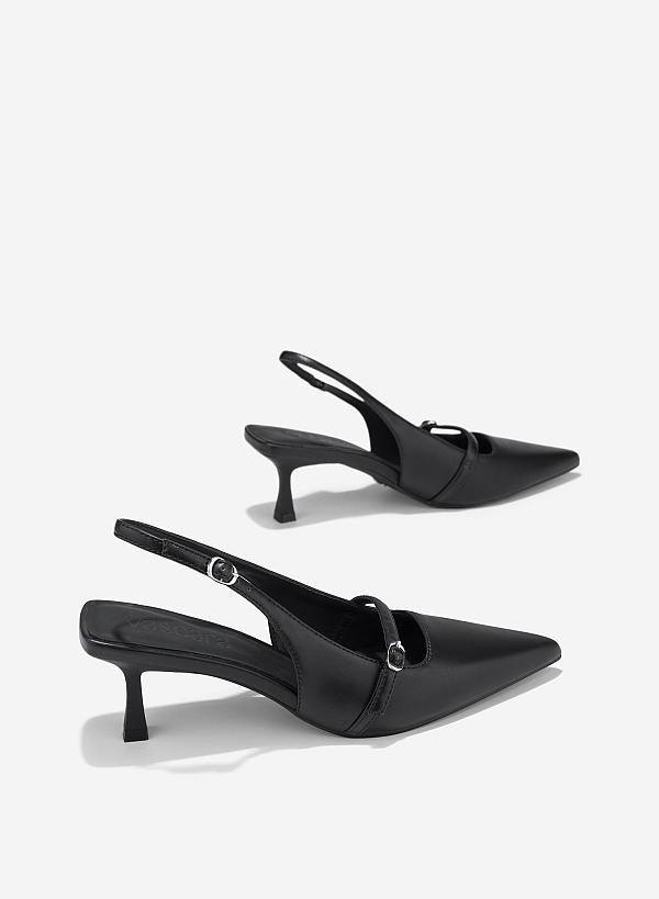 Buckle Strap Slingback - HIG 0702 - Black - VASCARA