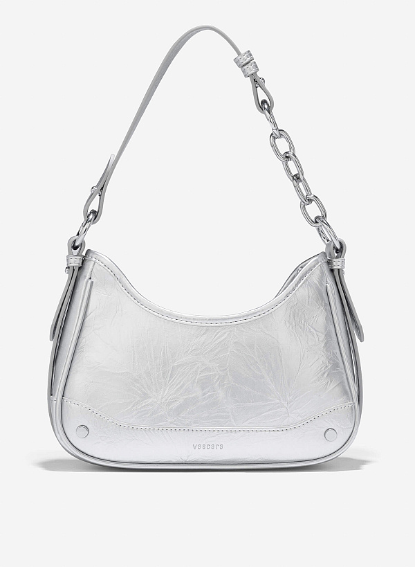 Chain Décor Strap Hobo Bag - TTE 0165 - Silver
