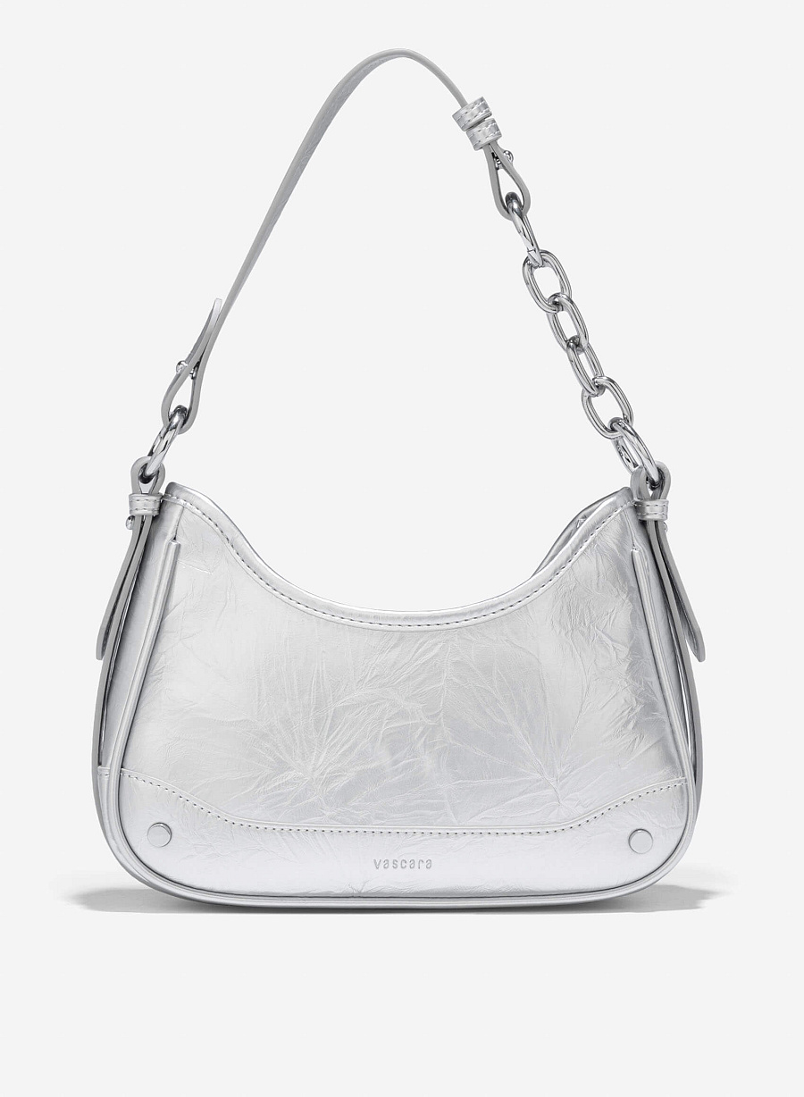 Chain Décor Strap Hobo Bag - TTE 0165 - Silver - vascara.com