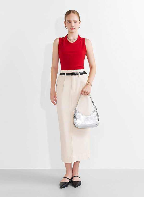 Chain Décor Strap Hobo Bag - TTE 0165 - Silver - VASCARA