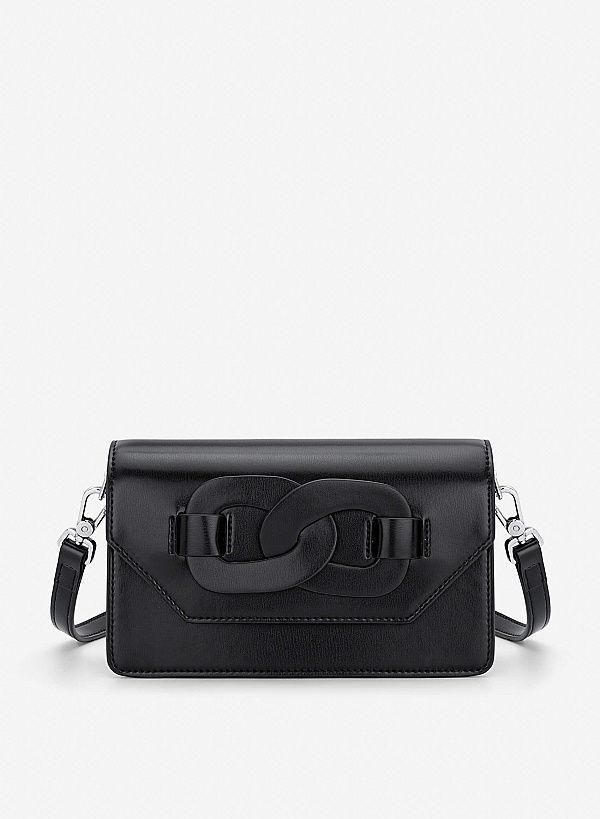 View more item Chain-Link Detail Crossbody Bag - MES 0284 - Black