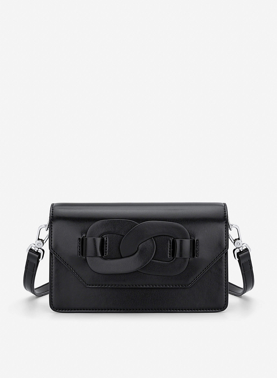 Chain-Link Detail Crossbody Bag - MES 0284 - Black - vascara.com