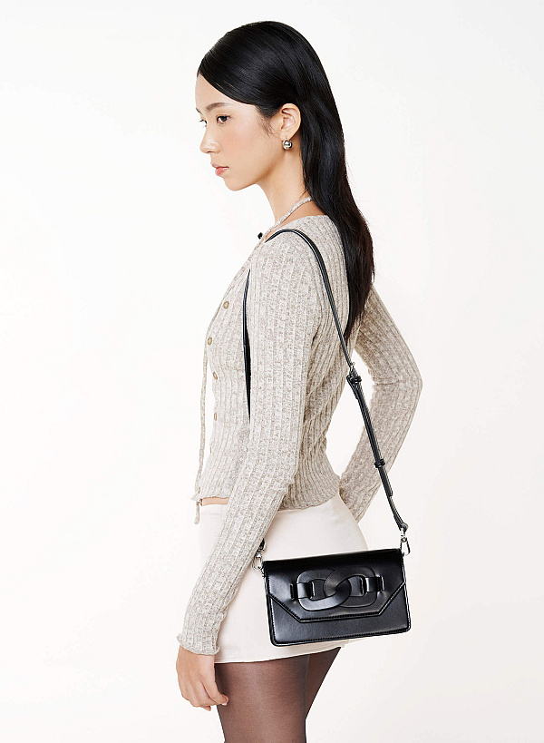 View more item Chain-Link Detail Crossbody Bag - MES 0284 - Black