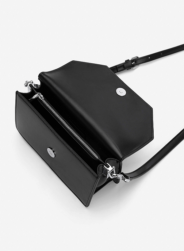 Chain-Link Detail Crossbody Bag - MES 0284 - Black - VASCARA