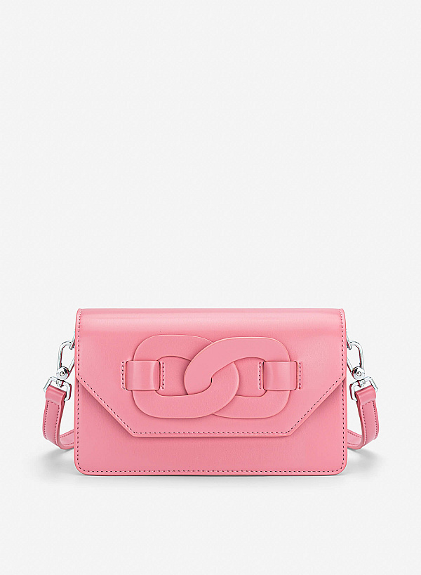 View more item Chain-Link Detail Crossbody Bag - MES 0284 - Pink