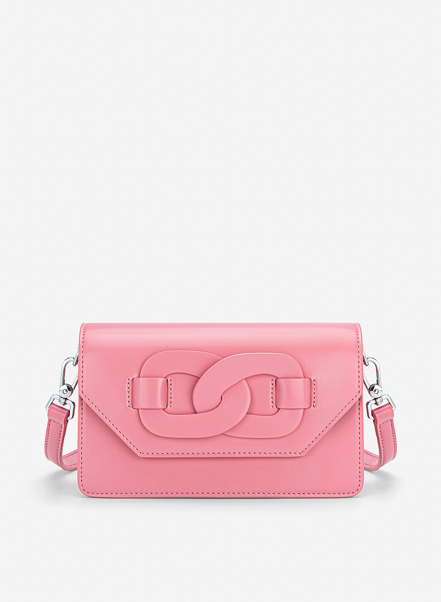 Chain-Link Detail Crossbody Bag - MES 0284 - Pink - vascara.com
