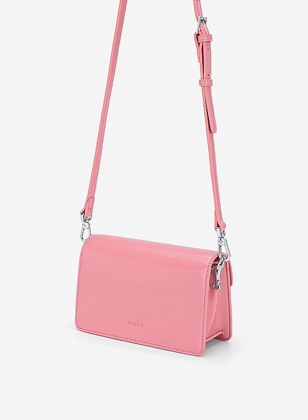 Chain-Link Detail Crossbody Bag - MES 0284 - Pink - VASCARA