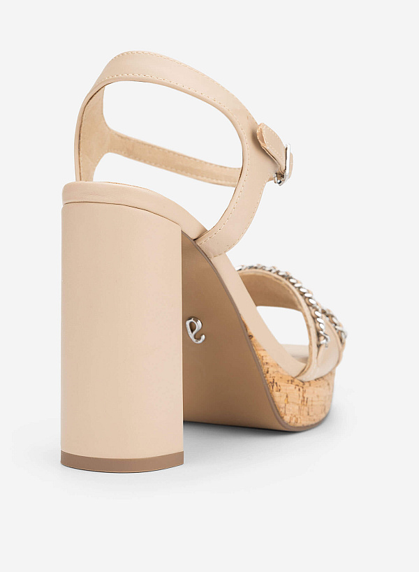 Chain Strap Platform Sandals - PUM 0814 - Beige - VASCARA