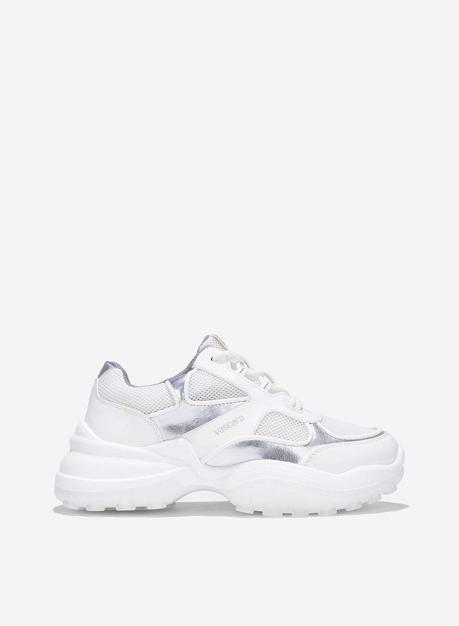 Chunky Sole Mesh Fabric Sneakers - SNE 0074 - White - vascara.com
