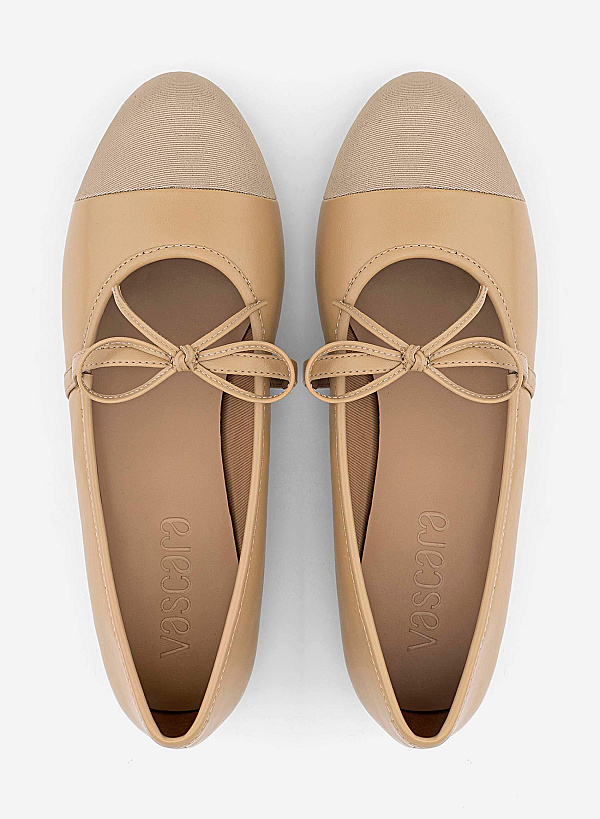 Classic Bow Ballerina Mary Janes - SLI 0439 - Beige - VASCARA