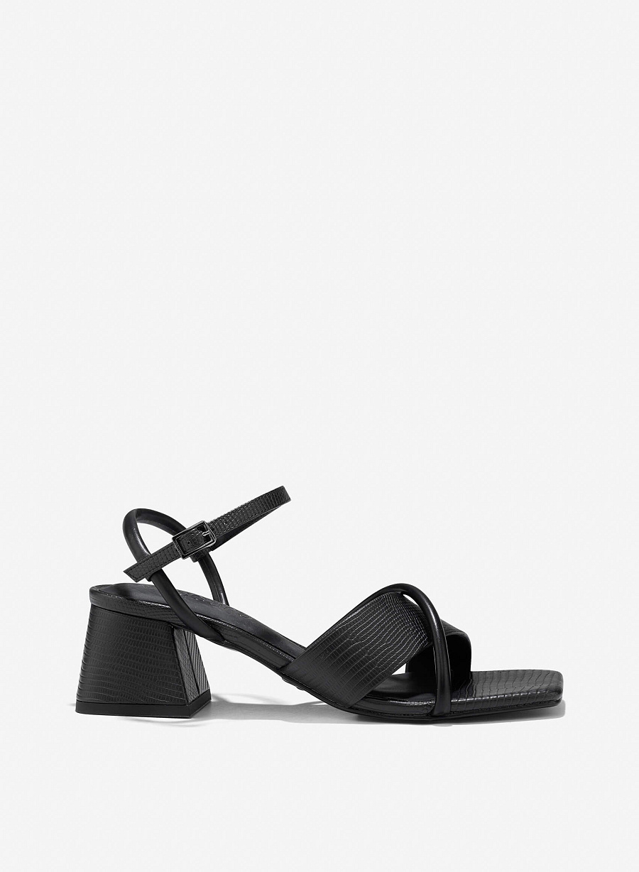 Croc-Effect Sandals - PUM 0792 - Black - vascara.com