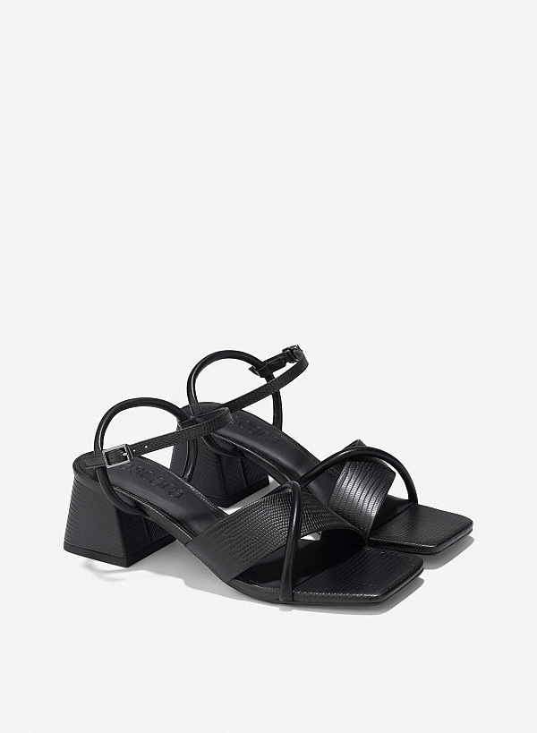 Croc-Effect Sandals - PUM 0792 - Black - VASCARA