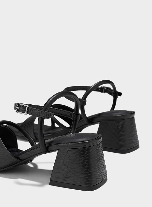 Croc-Effect Sandals - PUM 0792 - Black - VASCARA