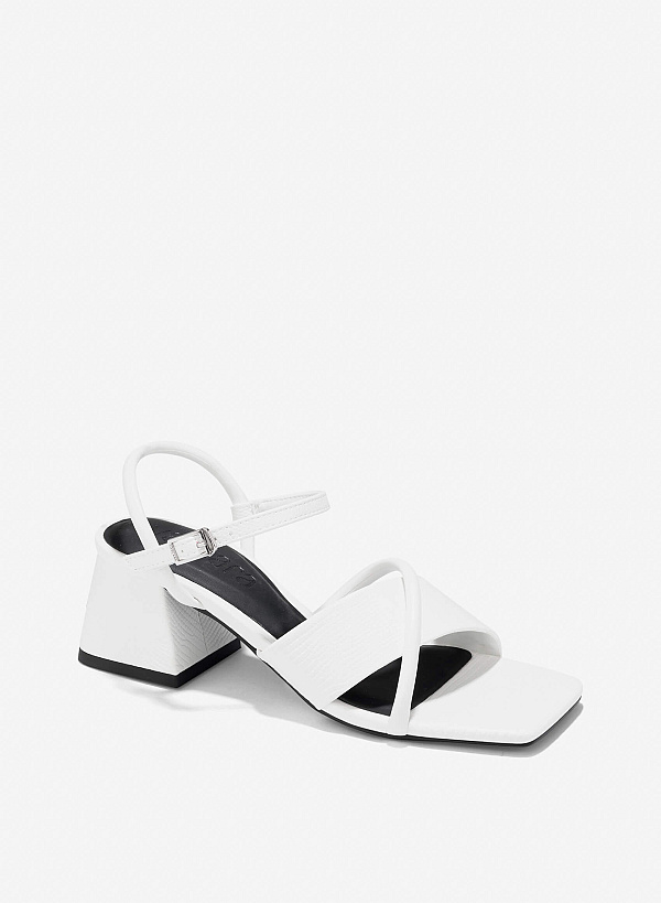 Croc-Effect Sandals - PUM 0792 - White - VASCARA