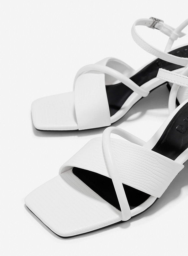 Croc-Effect Sandals - PUM 0792 - White - VASCARA