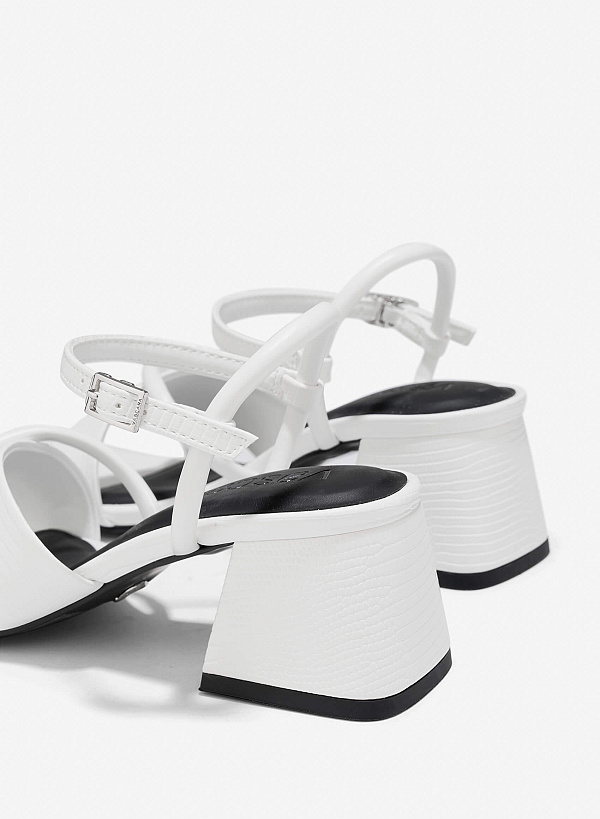 Croc-Effect Sandals - PUM 0792 - White - VASCARA