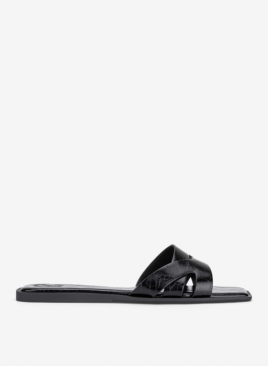 Cross-Strap Slippers - FLI 0203 - Black - vascara.com
