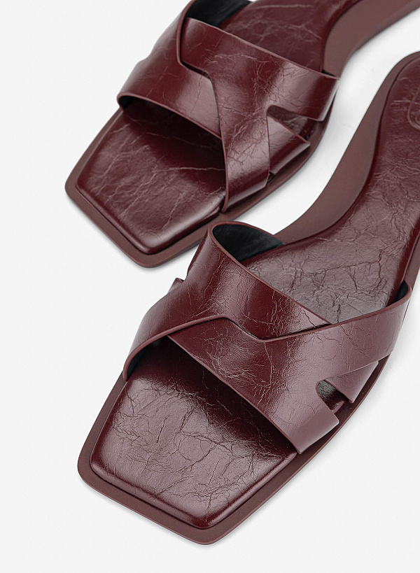 Cross-Strap Slippers - FLI 0203 - Bordeaux - VASCARA