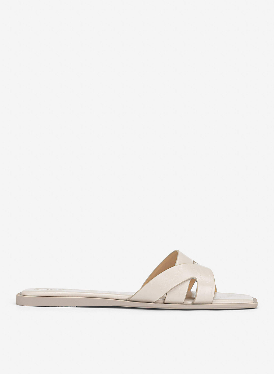 Cross-Strap Slippers - FLI 0203 - Cream - vascara.com