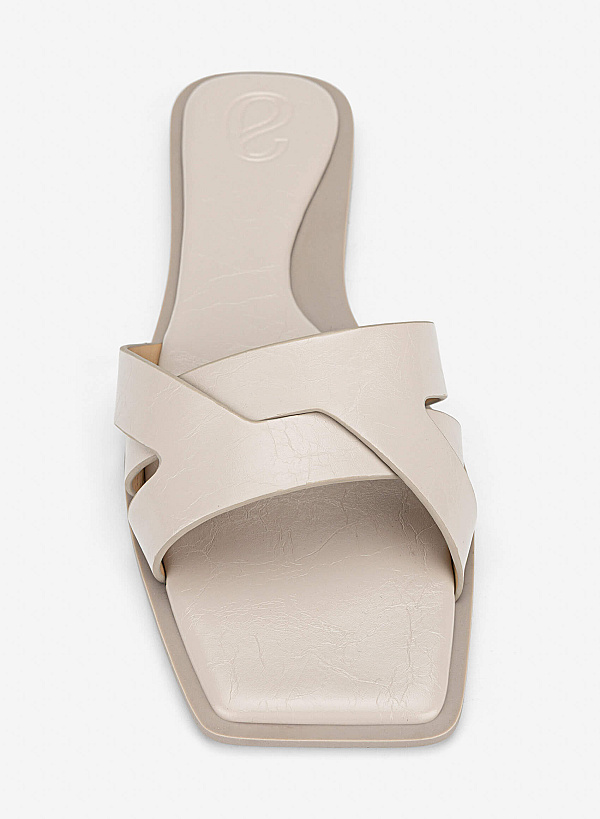 Cross-Strap Slippers - FLI 0203 - Cream - VASCARA