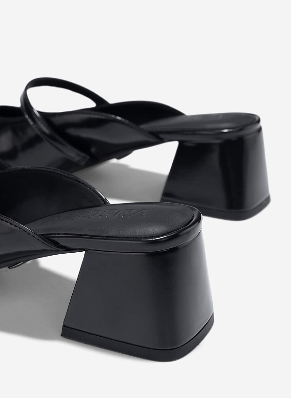 Décor Buckle Mary Jane Mules - MUL 0212 - Black - VASCARA