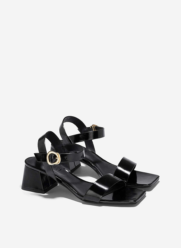 Décor Lock Block Heel Sandals - PUM 0786 - Black - VASCARA