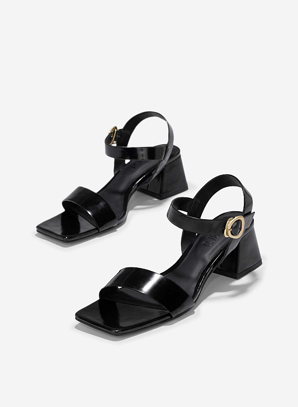 Décor Lock Block Heel Sandals - PUM 0786 - Black - VASCARA