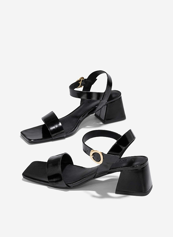 Décor Lock Block Heel Sandals - PUM 0786 - Black - VASCARA