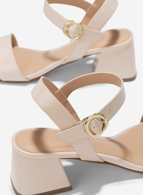 Décor Lock Block Heel Sandals - PUM 0786 - Cream - VASCARA