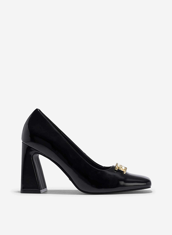 Décor Lock Square-Toe Block Heels - HIG 0654 - Black