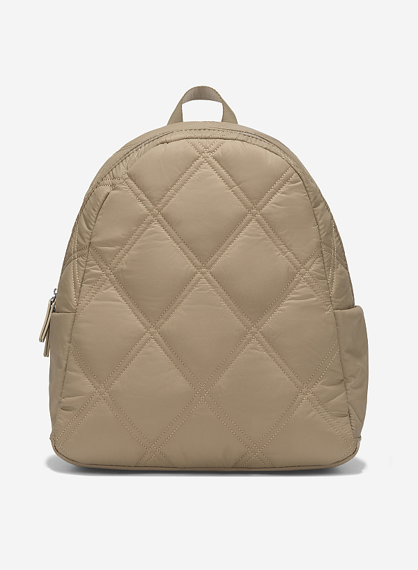 View more item Diamond-shaped Quilted Parachute Backpack - BAK 0214 - Beige