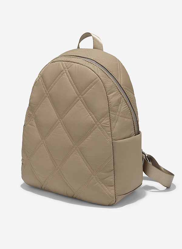 View more item Diamond-shaped Quilted Parachute Backpack - BAK 0214 - Beige