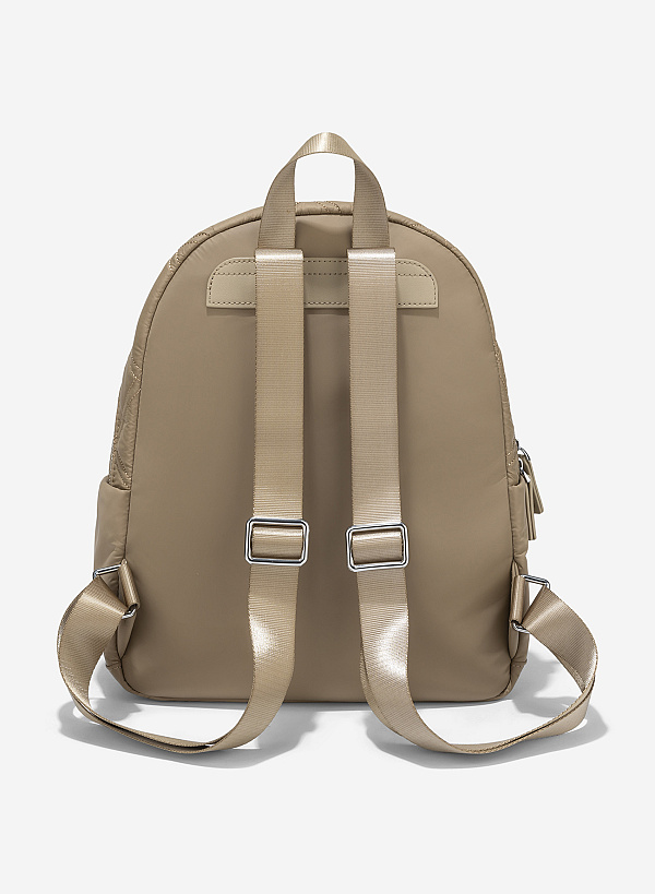 Diamond-shaped Quilted Parachute Backpack - BAK 0214 - Beige - VASCARA